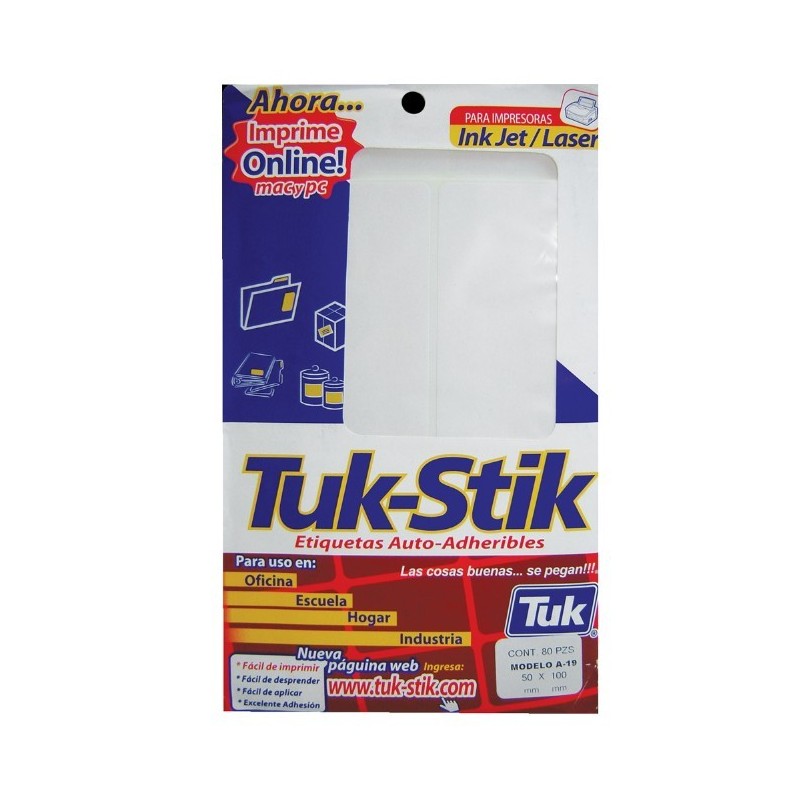 Etiquetas Blancas Auto-Adheribles 50 mm X 100 mm, Paquete/80