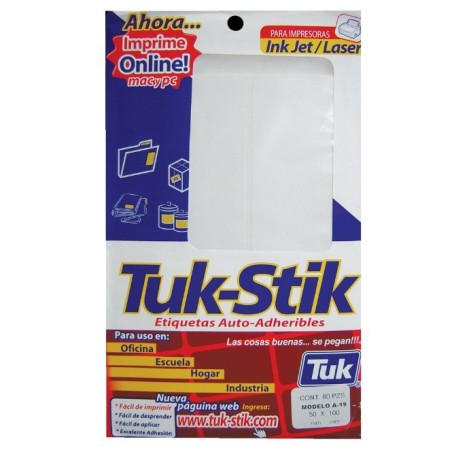 Etiquetas Blancas Auto-Adheribles 50 mm X 100 mm, Paquete/80