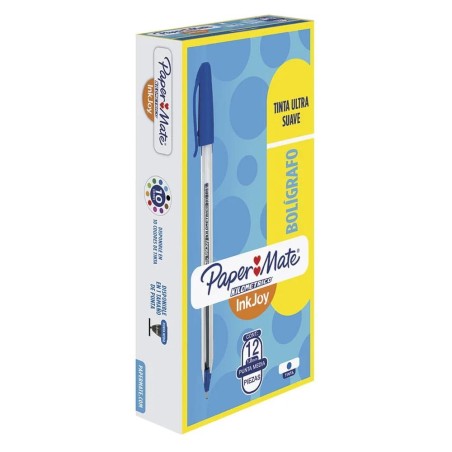 Bolígrafo Punto Mediano 1.0 mm, Paper Mate Kilométrico, Tinta Azul, Caja/12