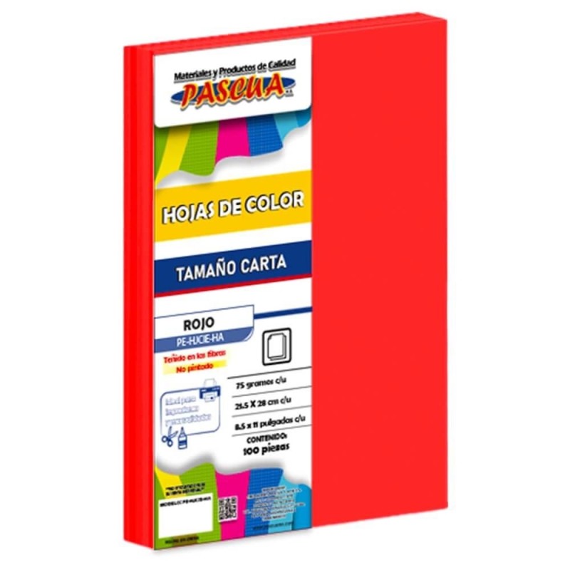 Hojas Color Rojo, Tamaño Carta, Pascua, Paquete/100