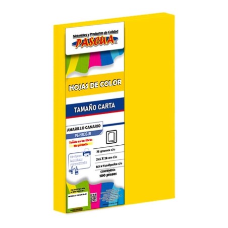 Hojas Color Amarillo Canario, Tamaño Carta, Pascua, Paquete/100