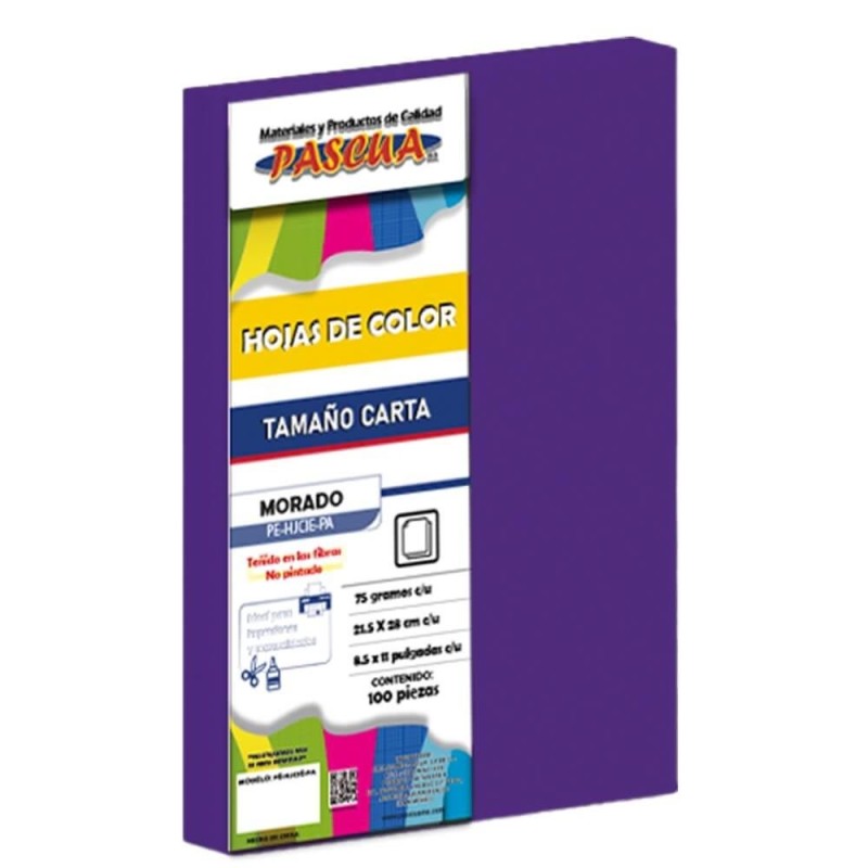 Hojas Color Morado, Tamaño Carta, Pascua, Paquete/100