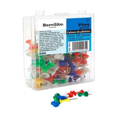 Pines de Colores con Cabecilla De Plástico, Acme, Caja /100