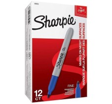 Marcador Permanente Sharpie®,  Punto Fino, Azul, Caja/12