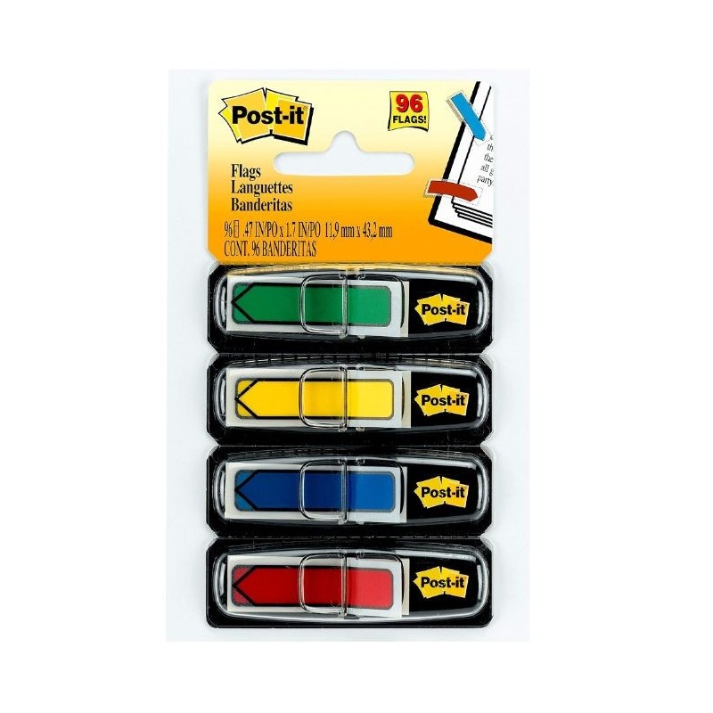 Banderitas Adhesivas de Flecha Post-It®, Colores Variados, Paquete/96