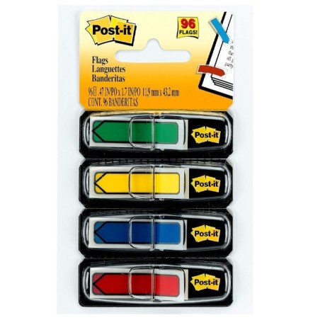 Banderitas Adhesivas de Flecha Post-It®, Colores Variados, Paquete/96