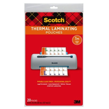 Mica Térmica de Laminación Scotch, Legal 8.9 '' X 14'',  3 mil, Paquete/20