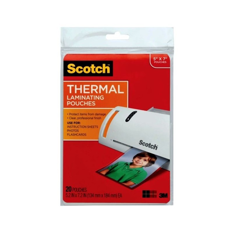 Mica Térmica de Laminación Scotch Brillante, 5.2'' X 7.2'',  Paquete/20