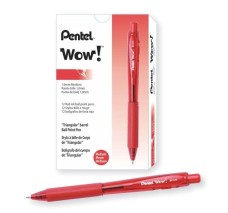 Bolígrafo Punto Mediano 1.0 mm, Retráctil, Pentel Wow, Tinta Roja, Caja/12