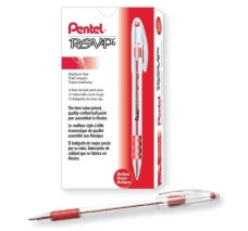 Bolígrafo Punto Mediano 1.0 mm, Pentel R.S.V.P, Tinta Roja, Caja/12