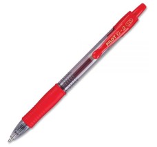 Bolígrafo de Gel Retráctil, Punto Mediano 1.0 mm, Pilot G2, Tinta Roja, Caja/12