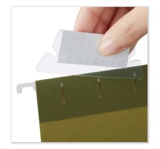 Pestañas de Índice de Plástico Universal, Corte 1/5, Transparente, 2.25" de Ancho, Paquete/25