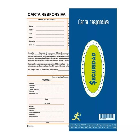 Carta Responsiva, Seguridad, 3 Blocks con 25 Hojas c/u