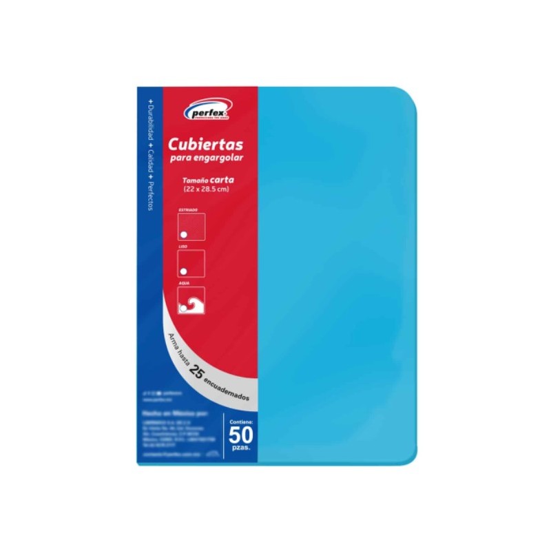 Cubiertas para Engargolado Esencial, Lisa Azul Rey, Tamaño Carta, Sin Perforar, Paquete/25