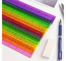 Reglas de Plástico Transparente, Colores Variados, Paquete/6