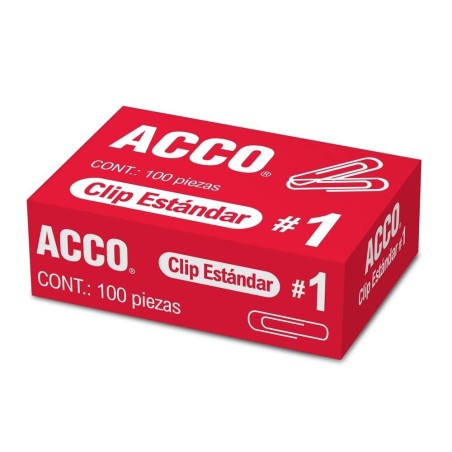 Clips Estándar No. 1, Acco Institucional, Caja/100