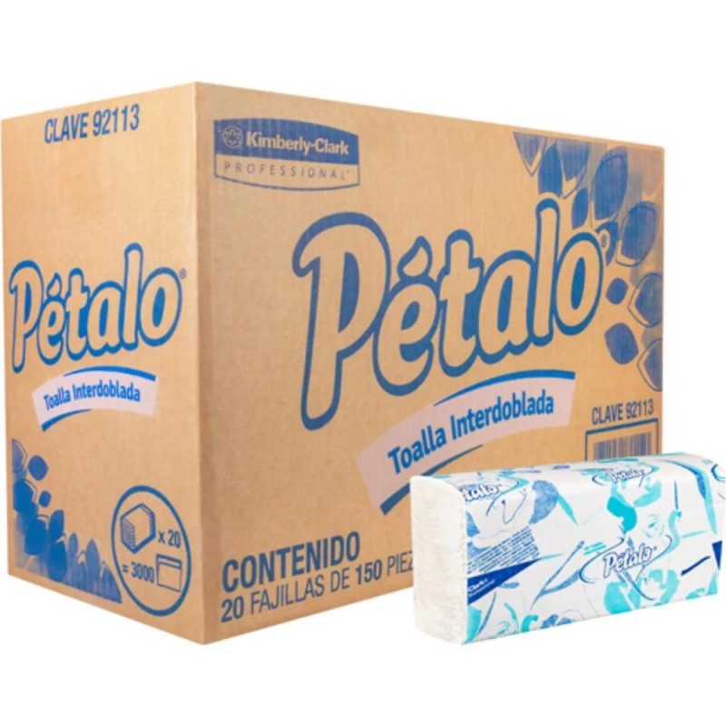 Toallas Interdobladas Petalo®, 3000 Toallas por Caja.