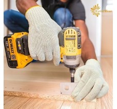 Guantes Tejidos Naturales de Algodón, Peso Mediano, Docena