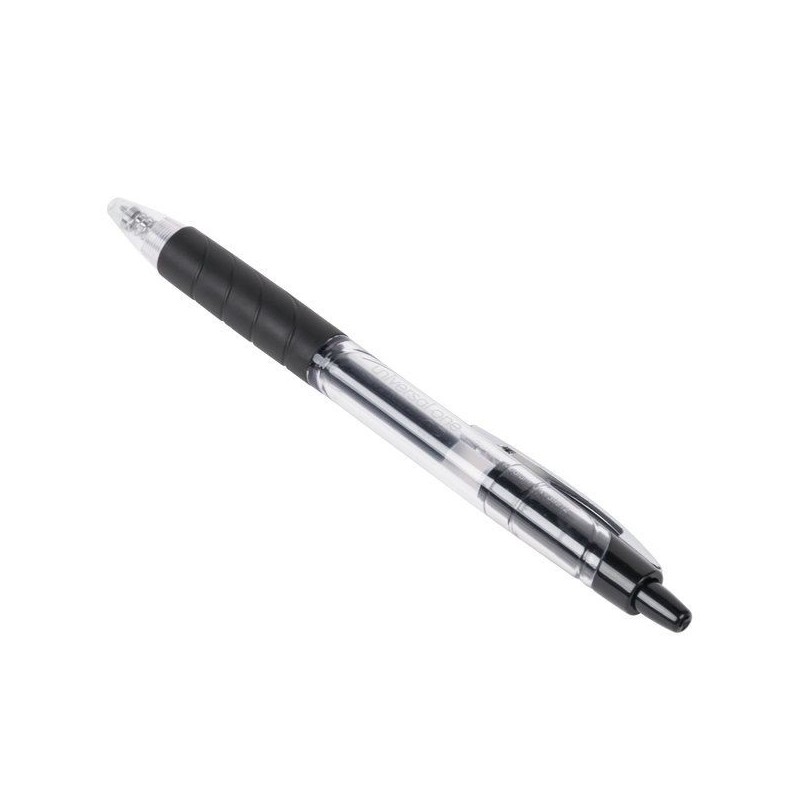 Bolígrafo de Gel Retráctil, Punto Fino 0.7 mm, Universal One, Tinta Negra, Caja/12