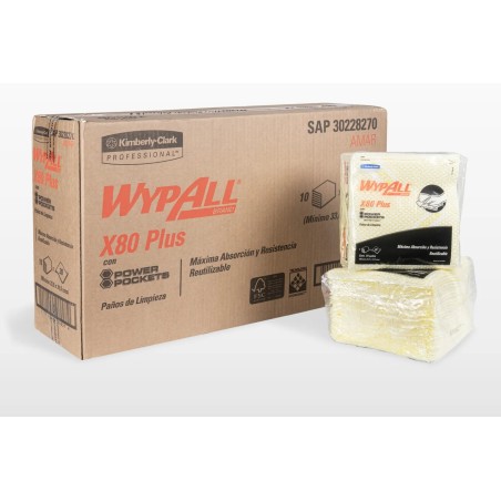 Wiper WYPALL® X80 Plus Food Service AMARILLO, Caja con 10 Pqquetes c/30