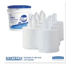 Toallas para uso con Sanitizantes KIMTECH PRE® 6 Rollos con 90 Toallas/caja.