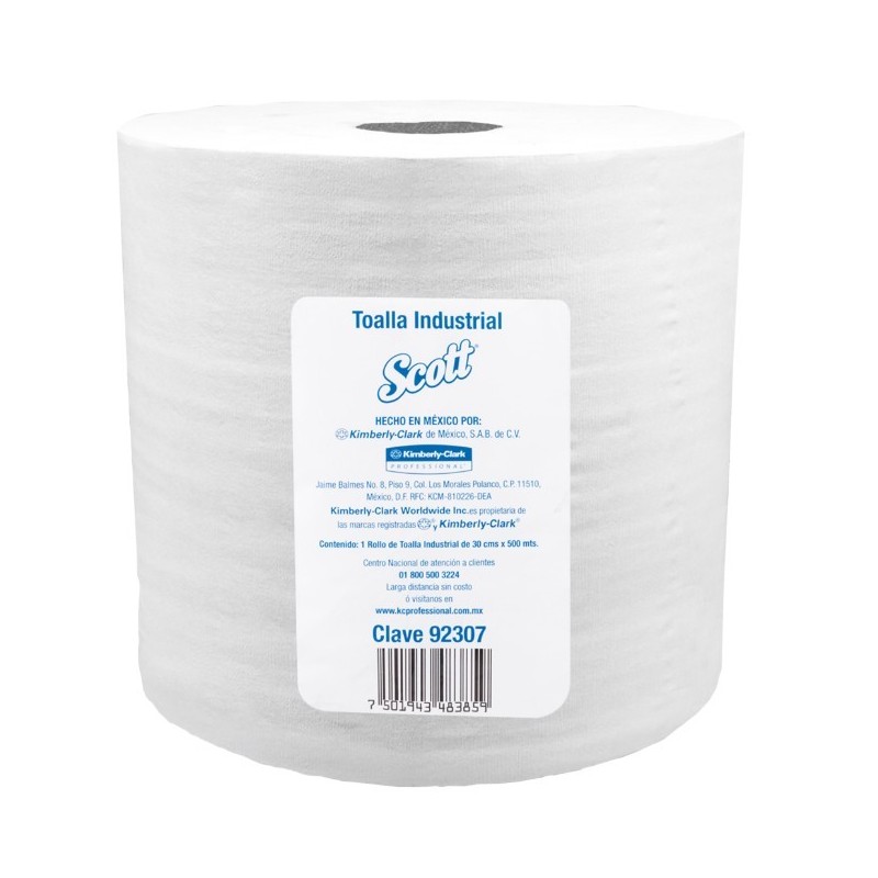 Toalla Industrial Scott®, Rollo Jumbo de 500 m. x 30 cm.           