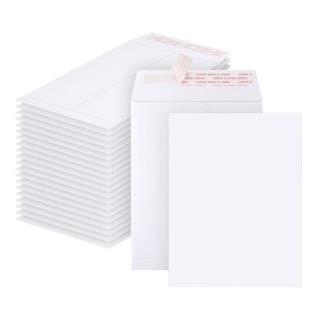 Sobres de Papel Blanco para Correspondencia, 6'' X 9'', Cierre Autoadhesivo, Paq/20