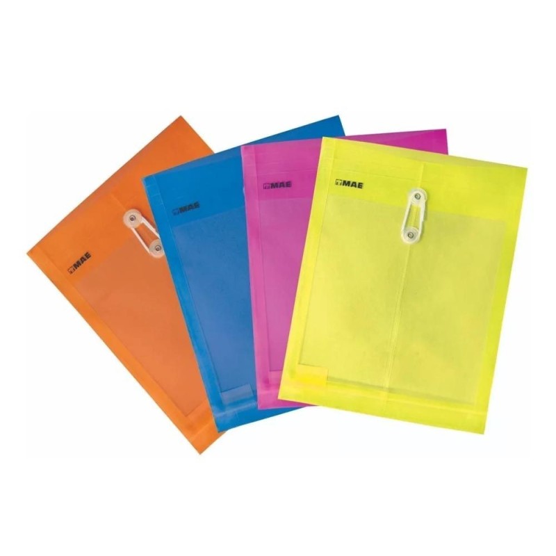 Sobre de Plástico con Hilo, Tamaño Carta Vertical, MAE, Paquete/12