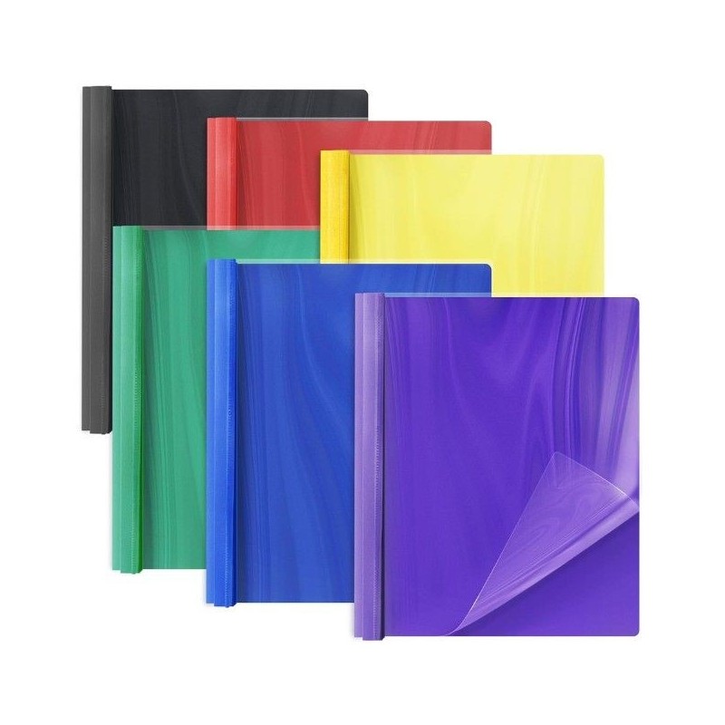Folder con Costilla Tamaño Carta, de Plástico Resistente, Colores Variados, Paquete/6