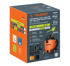 Aspiradora de Sólidos Y Líquidos, Plástica con Soplador Desmontable, Capacidad de 45 Litros (12 gal), Truper