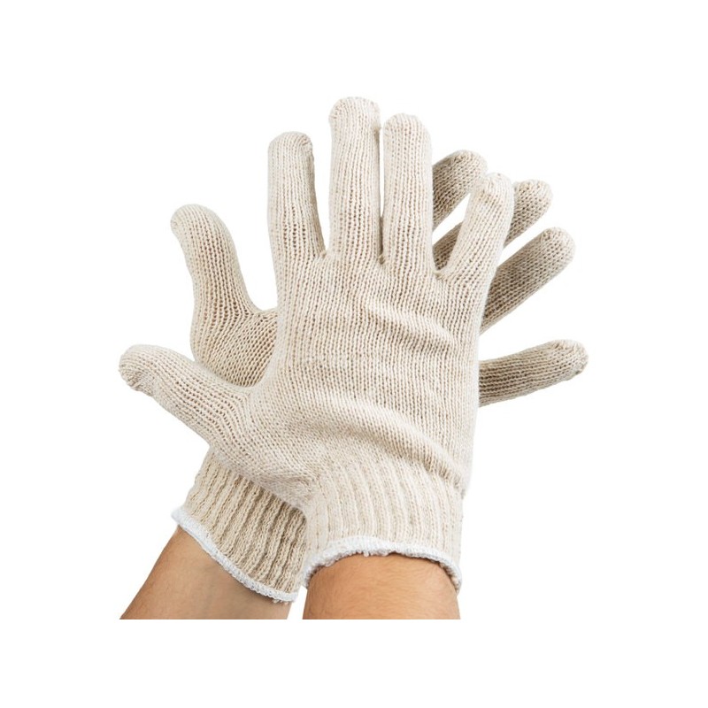Guantes Tejidos Naturales de Algodón, Peso Pesado, Docena