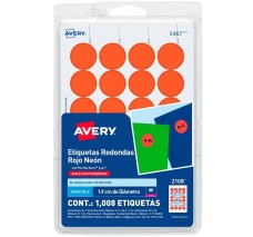 Etiqueta Redonda Rojo Neon...