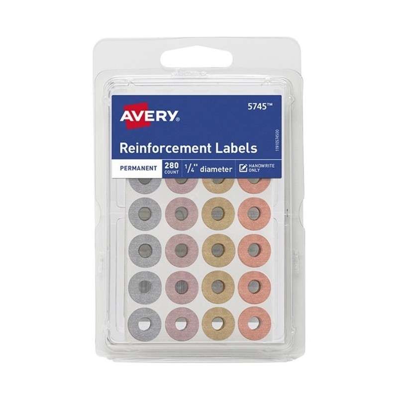 Refuerzos para Hojas de Carpeta Avery 1/4'', Colores Variados, Paquete/280