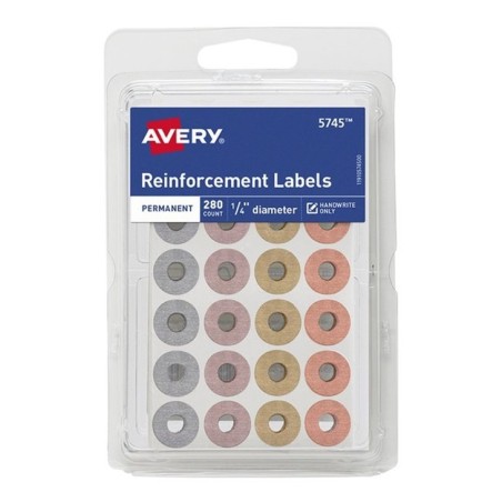 Refuerzos para Hojas de Carpeta Avery 1/4'', Colores Variados, Paquete/280