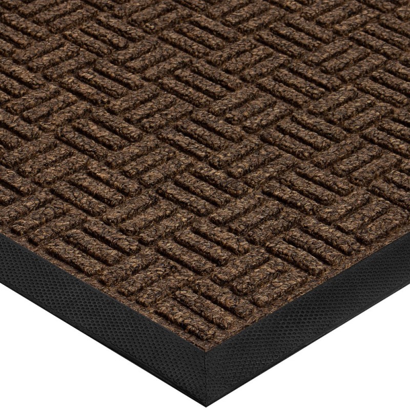Tapete de Entrada Absorbente Estilo Parquet, Café, 3' x 10' (90 cm x 3 mt) 