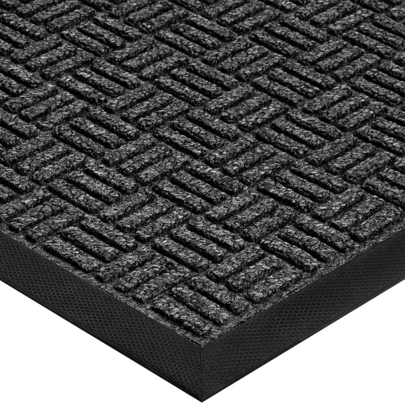 Tapete de Entrada Absorbente Estilo Parquet, Gris, 3' x 10' (90 cm x 3 mt) 