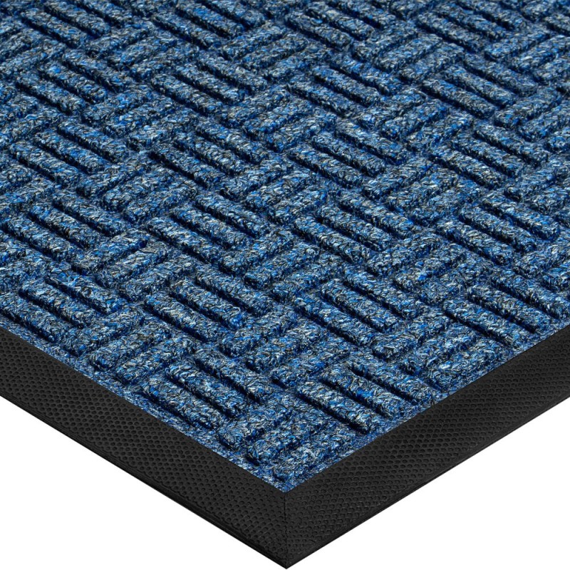 Tapete de Entrada Absorbente Estilo Parquet, Azul, 3' x 5' (90 cm x 1.5 mt) 