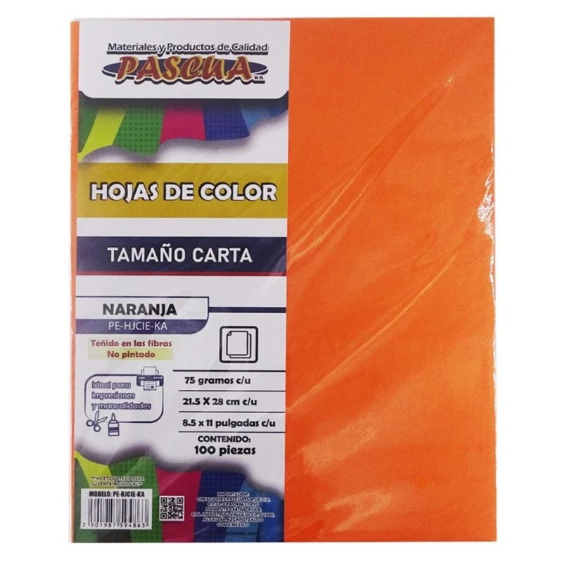 Hojas Tamaño Carta Pascua Naranja, 100/Paquete