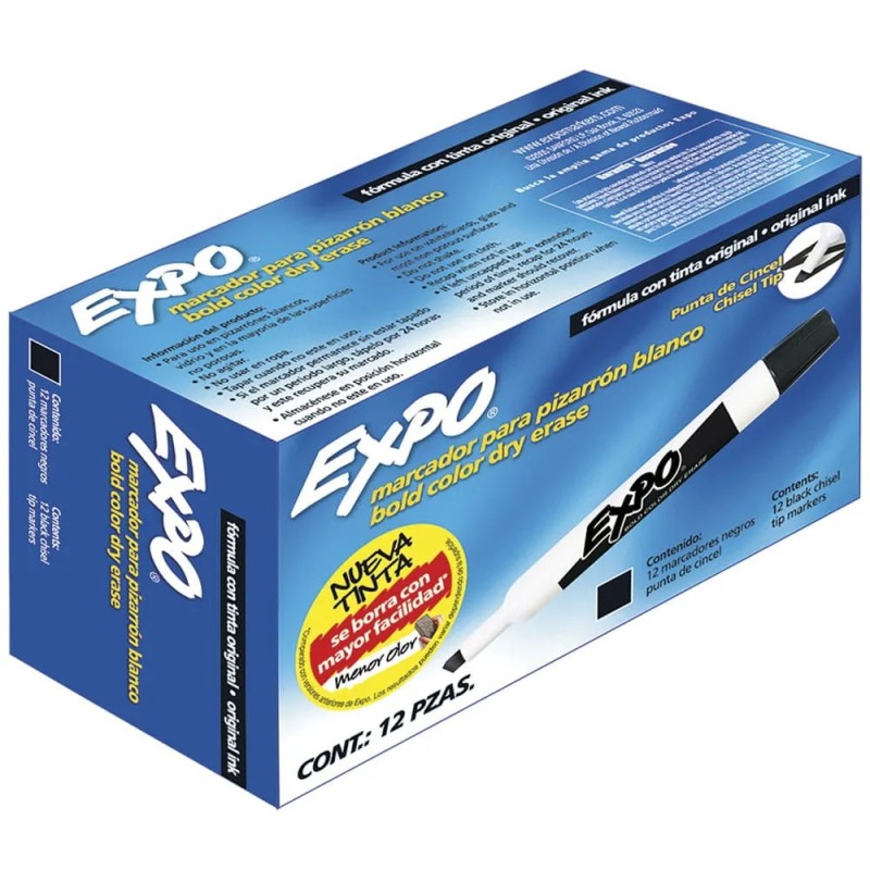 Marcador Para Pintarron Expo Negro, Caja/12