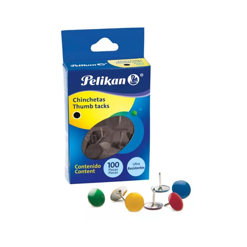 Chinchetas de Colores surtidos, Pelikan, Caja/100 