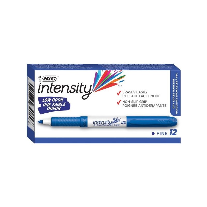 Marcador para Pizarrón Bic, Azul, Punta Fina, Caja/12