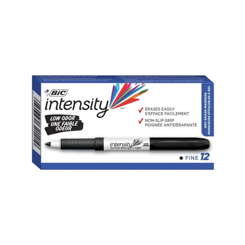 Marcador para Pizarrón Bic, Negro, Punta Fina, Caja/12