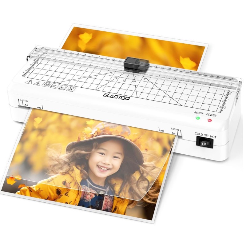 Enmicadora Térmica con Cortadora de Papel Incorporada, Para Mica A4, Blanco