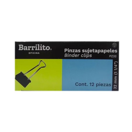 Sujetadocumentos 1'' (32 mm), Barrilito, Caja/12