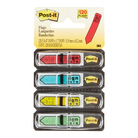Banderitas Adhesivas de Flecha Post-It®, Colores Variados, Paquete/120