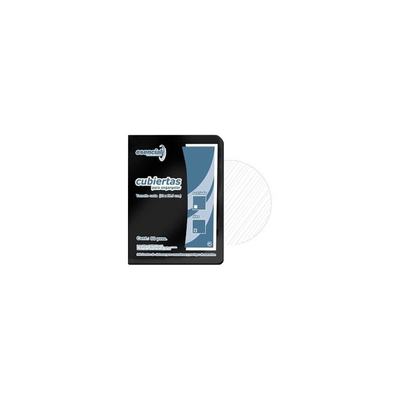 Cubiertas Para Engargolado Esencial, Estriada Transparente, Tamaño Carta, Sin Perforar, Paquete/25