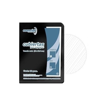 Cubiertas Para Engargolado Esencial, Estriada Transparente, Tamaño Carta, Sin Perforar, Paquete/25