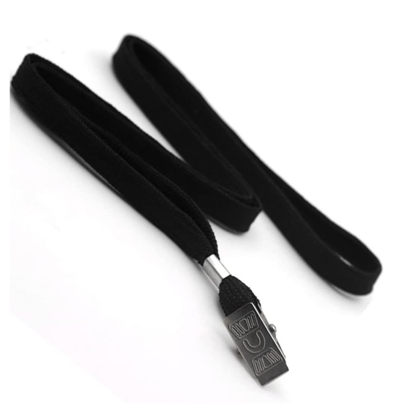 Cordon con Clip para Tarjeta de Identificación, Color Negro, Paq/50