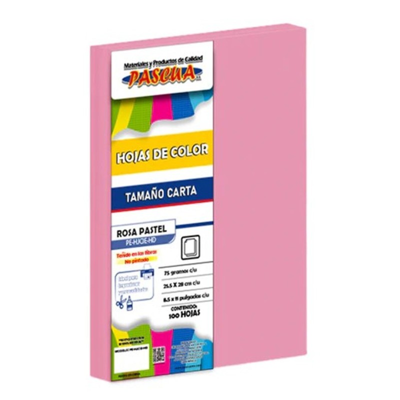 Hojas Color Rosa, Tamaño Carta, Paquete/100