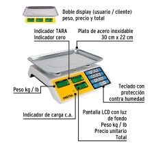 Báscula Electrónica Multifunciones, 30 Kg, Pretul